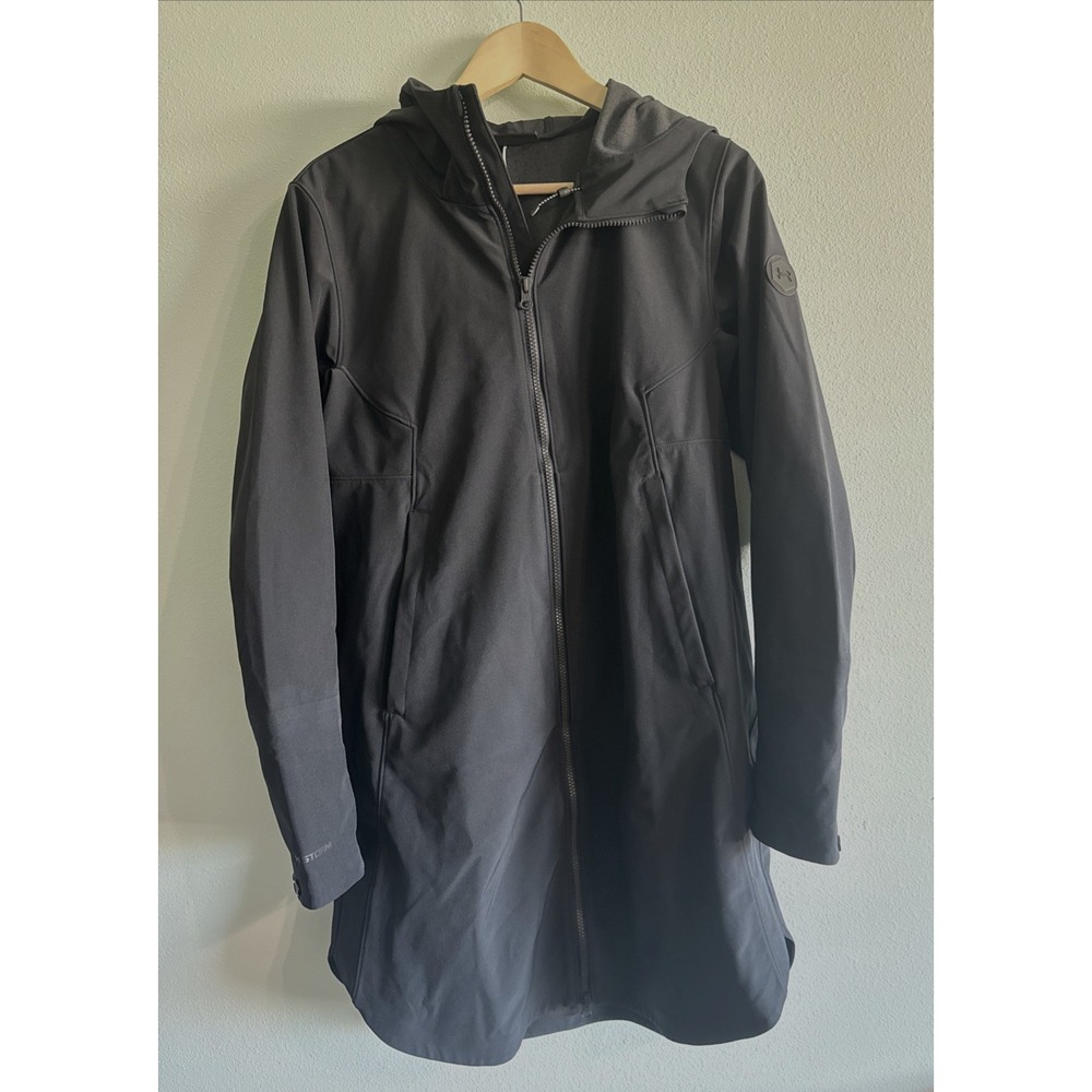 Under Armour Rush Shell Black Long Black Hooded Training Jacket Womens Medium